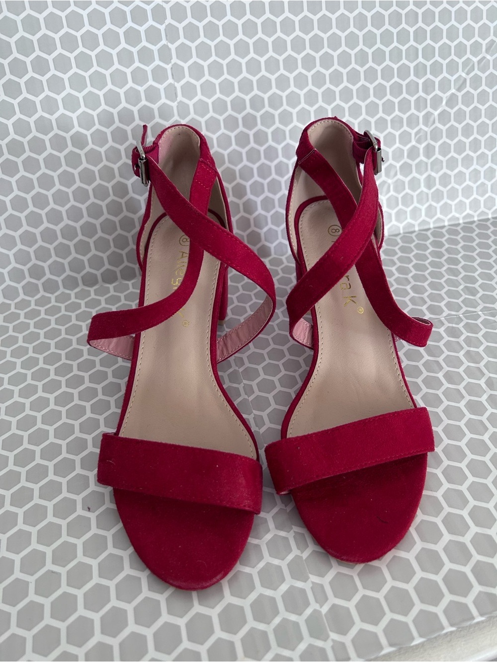 Allegra K Crisscross Ankle-Buckle Sandals in a Red Color. NWOT. SIZE 8